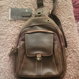 Brown Leather Sling Back Bag